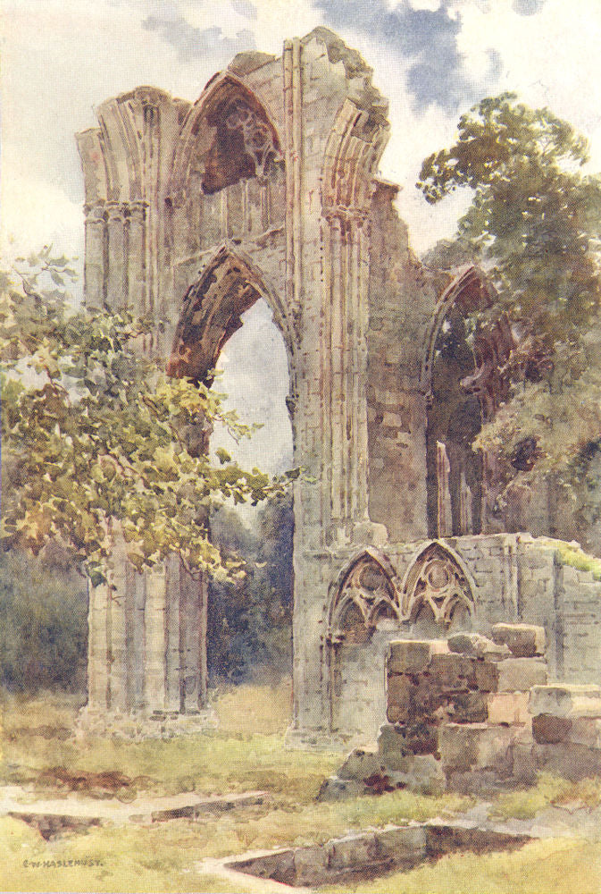 Ruins of St. Mary's Abbey, York. Yorkshire. By Ernest Haslehust 1920 old print